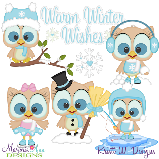 Winter Owls SVG Cutting Files + Clipart - Click Image to Close